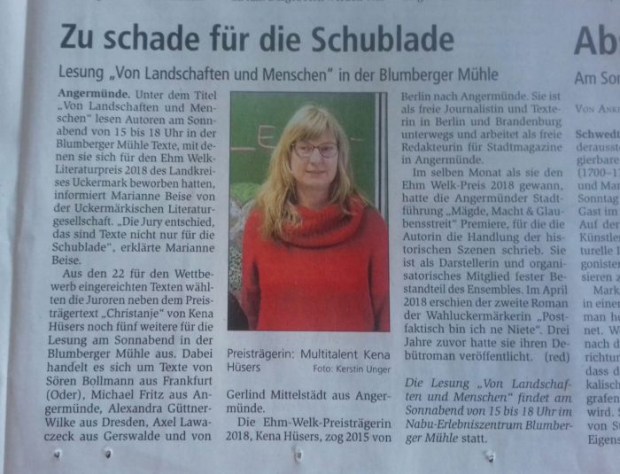 Finalist*innen lesen ihre Texte in Angermünde